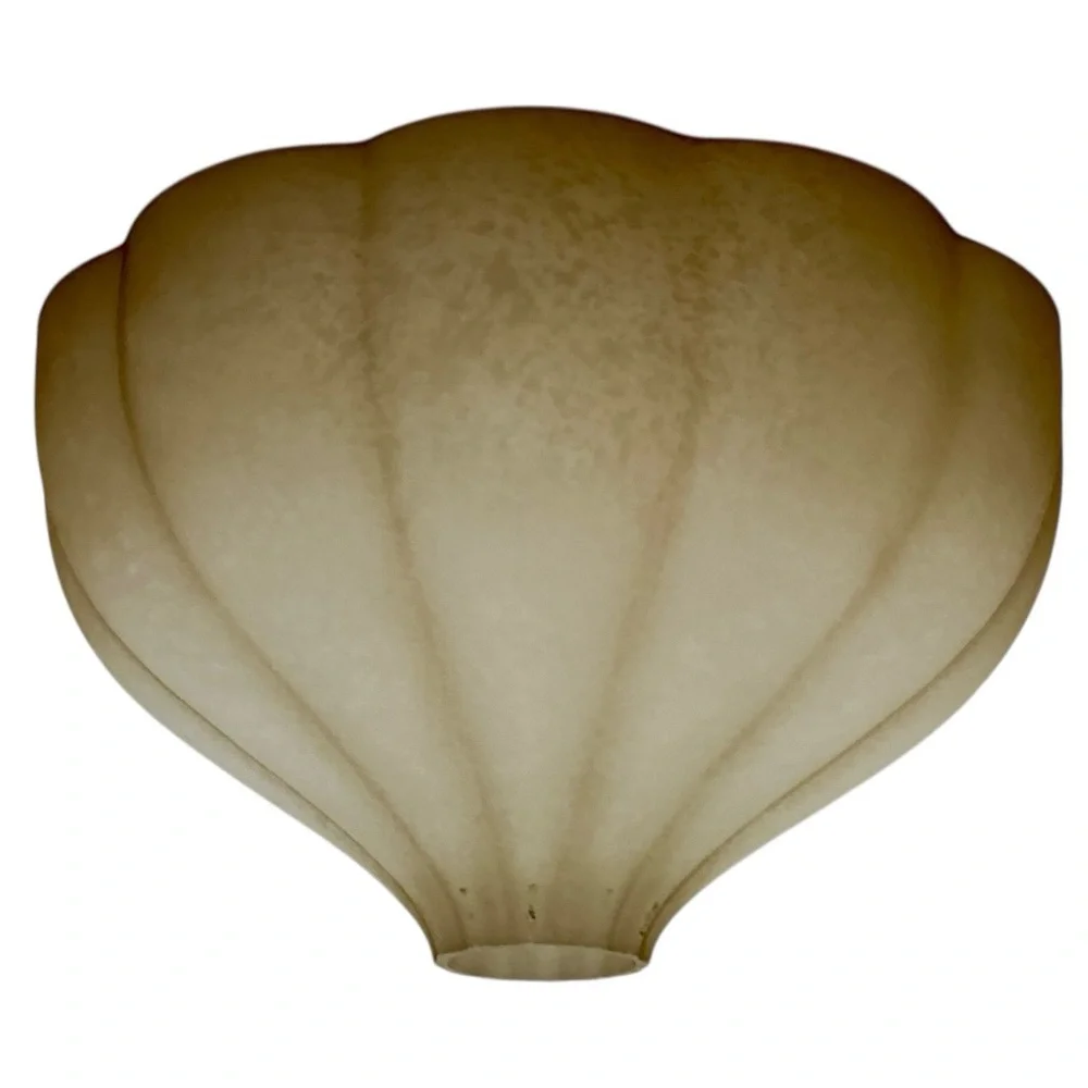 Torchiere REPLACEMENT Floor Lamp Glass Shade Fluted Clam Shape Amber Alabaster